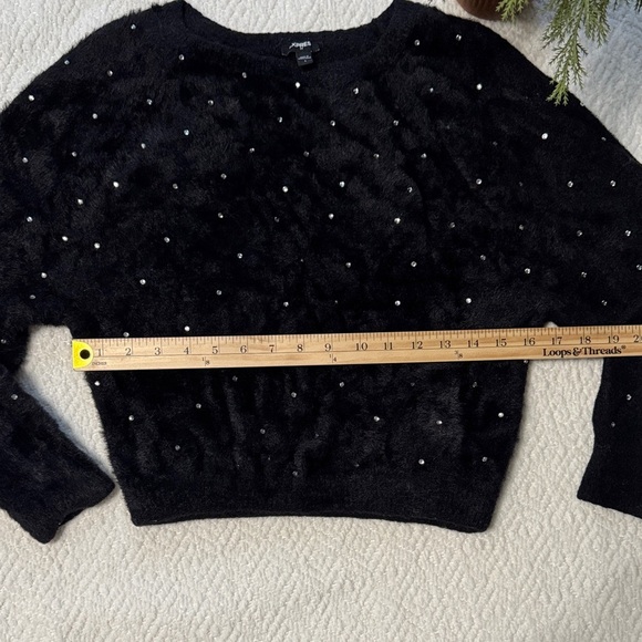 Express Cropped Rhinestone Black Sweater Size S - Picture 4 of 8